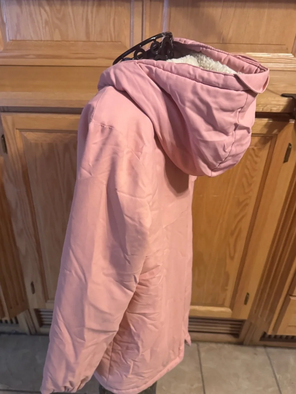 Cat & Jack Girls Blush Pink Warm Winter Coat Large Faux Fur Lined Classic Casual